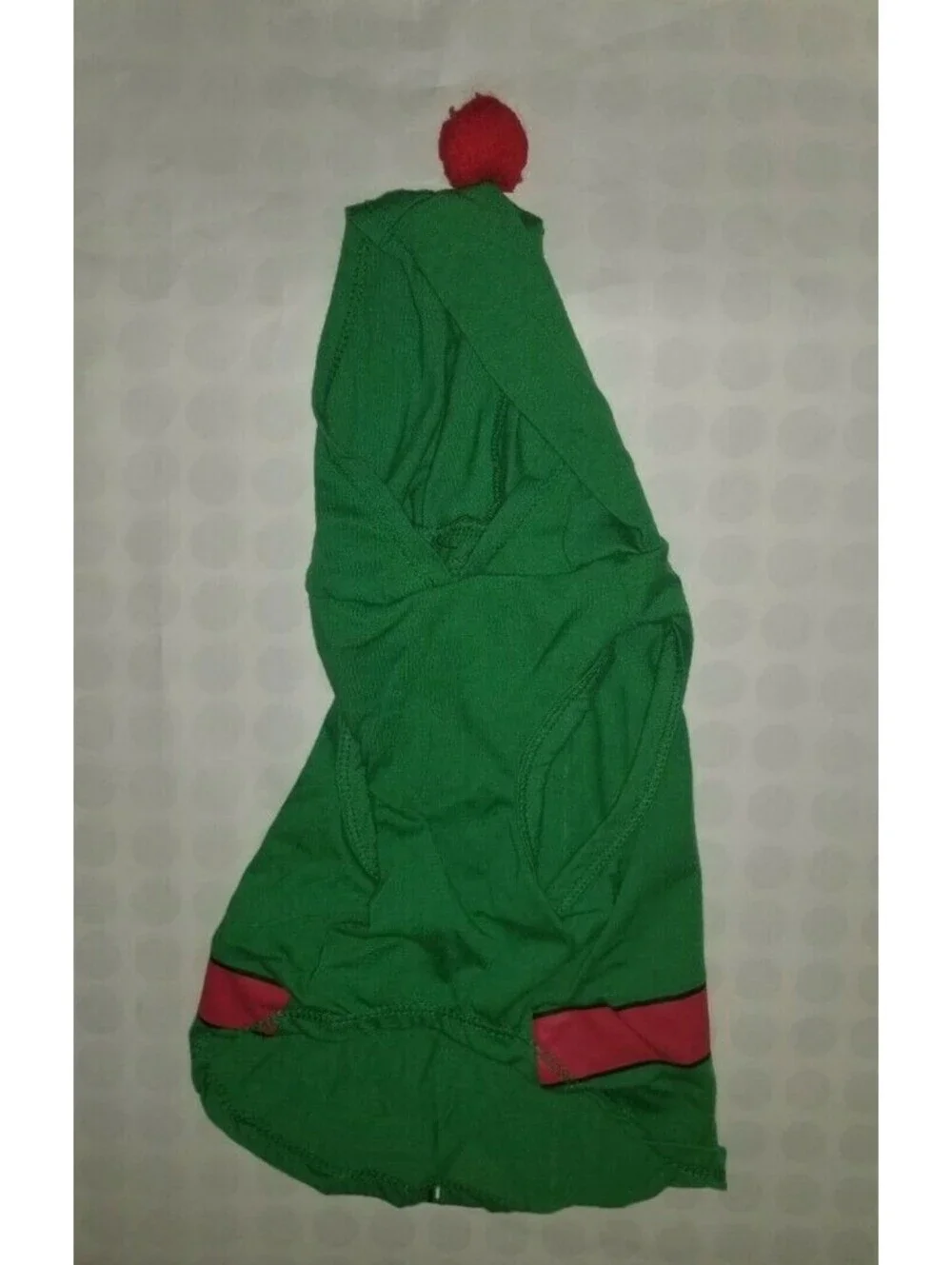 HOLIDAY DOG PET ELF HOODIE SHIRT MEDIUM GREEN  WITH RED POM POM ON HAT